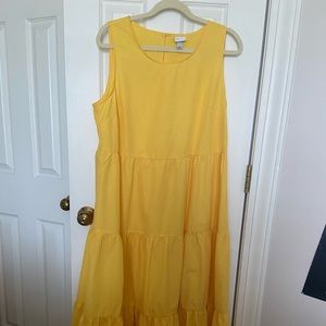A New Day Yellow Seersucker Tiered Maxi Dress | NWOT